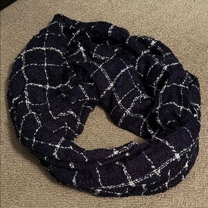 Bass Navy and White Patterned Scarf